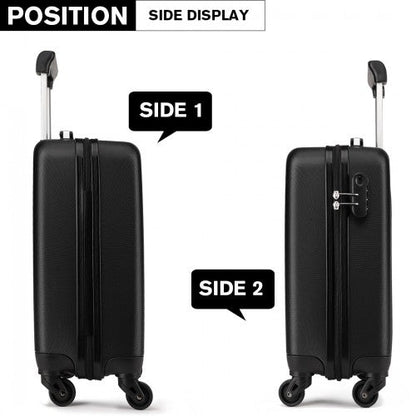 K1872L - Kono 19 Inch ABS Hard Shell Carry On Luggage 4 Wheel Spinner Suitcase - Black - Easy Luggage