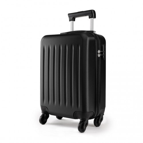 K1872L - Kono 19 Inch ABS Hard Shell Carry On Luggage 4 Wheel Spinner Suitcase - Black - Easy Luggage