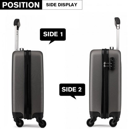 K1872L - Kono 19 Inch ABS Hard Shell Carry On Luggage 4 Wheel Spinner Suitcase - Grey - Easy Luggage