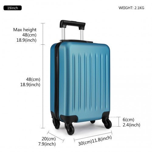 K1872L - Kono 19 Inch ABS Hard Shell Carry On Luggage 4 Wheel Spinner Suitcase - Navy - Easy Luggage