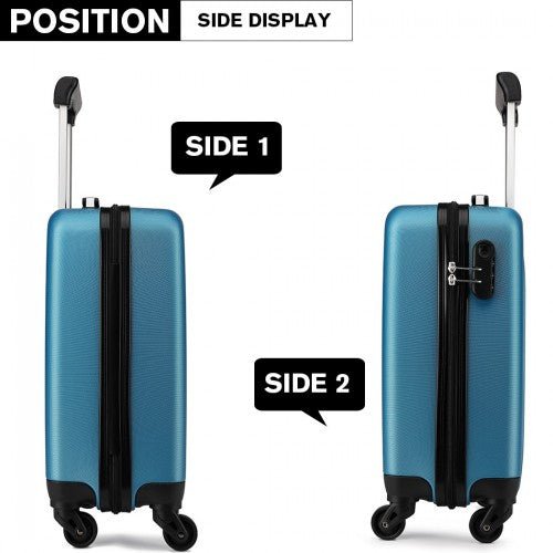 K1872L - Kono 19 Inch ABS Hard Shell Carry On Luggage 4 Wheel Spinner Suitcase - Navy - Easy Luggage