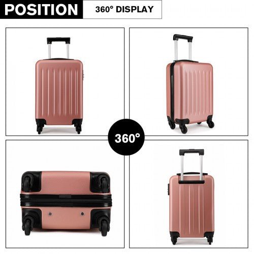 K1872L - Kono 19 Inch ABS Hard Shell Carry On Luggage 4 Wheel Spinner Suitcase - Nude - Easy Luggage