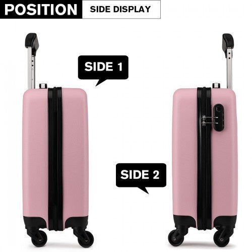 K1872L - Kono 19 Inch ABS Hard Shell Carry On Luggage 4 Wheel Spinner Suitcase - Pink - Easy Luggage