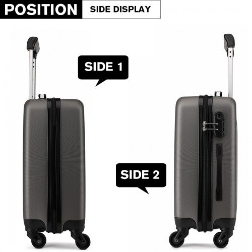 K1872L - Kono 24 Inch ABS Hard Shell Luggage 4 Wheel Spinner Suitcase - Grey - Easy Luggage