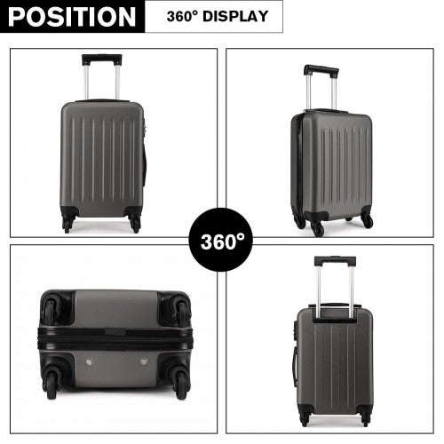 K1872L - Kono 24 Inch ABS Hard Shell Luggage 4 Wheel Spinner Suitcase - Grey - Easy Luggage