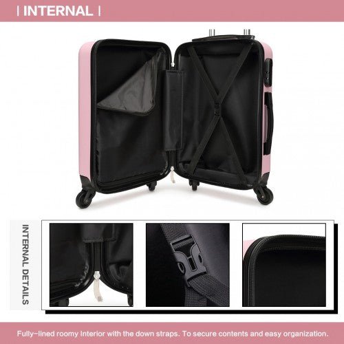 K1872L - Kono 24 Inch ABS Hard Shell Luggage 4 Wheel Spinner Suitcase - Pink - Easy Luggage