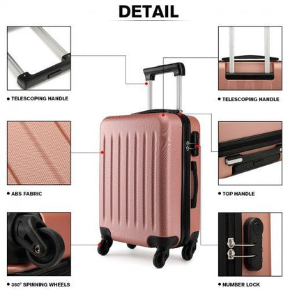 K1872L - Kono 28 Inch ABS Hard Shell Luggage 4 Wheel Spinner Suitcase - Nude - Easy Luggage