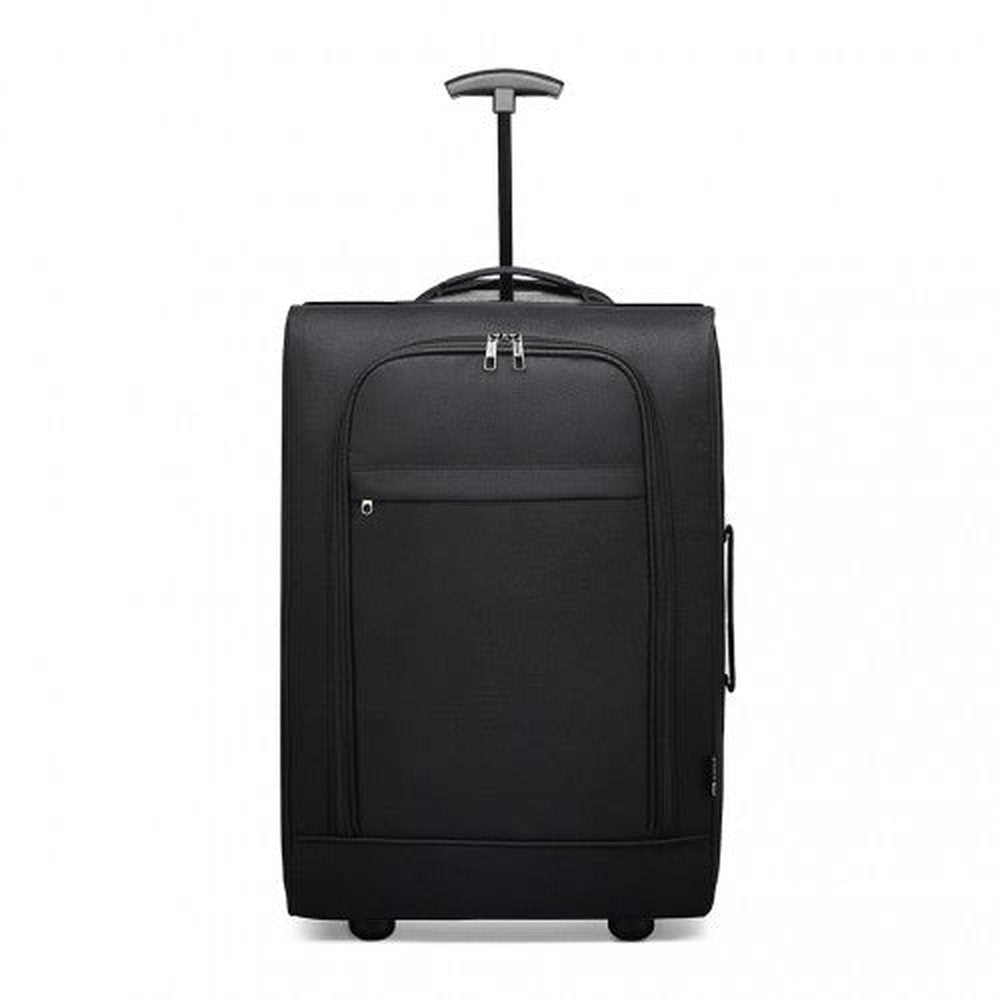 K1873 - 2 - Kono CABIN SIZE SOFT SHELL HAND LUGGAGE - BLACK - Easy Luggage