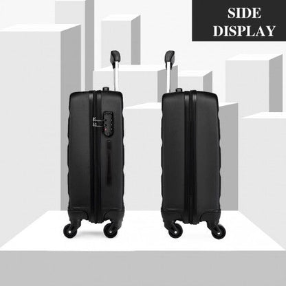 K1991 - 1L - Kono 24 Inch Horizontal Design ABS Hard Shell Suitcase With TSA Lock - Black - Easy Luggage