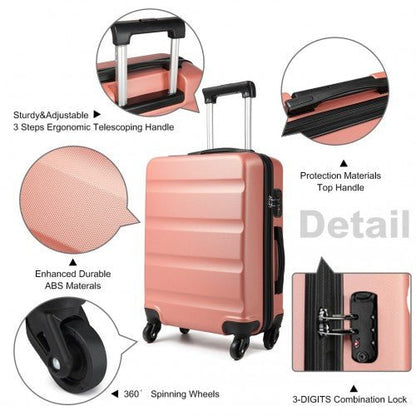 K1991 - 1L - Kono 24 Inch Horizontal Design ABS Hard Shell Suitcase With TSA Lock - Nude - Easy Luggage