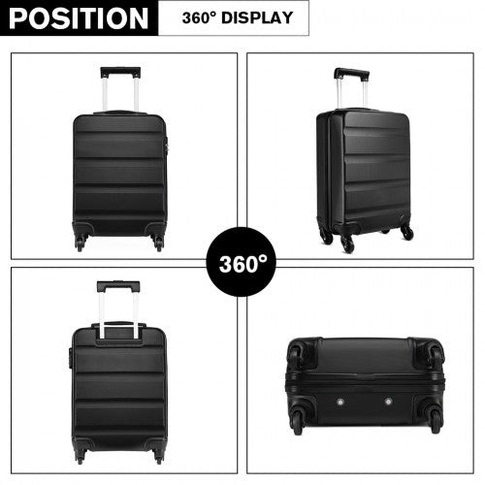K1991L - KONO HORIZONTAL DESIGN ABS HARD SHELL LUGGAGE 20 INCH SUITCASE - BLACK - Easy Luggage