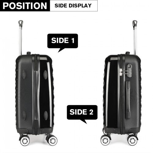 K1992 - Kono Multifaceted Diamond Pattern Hard Shell 20 Inch Suitcase - Black - Easy Luggage
