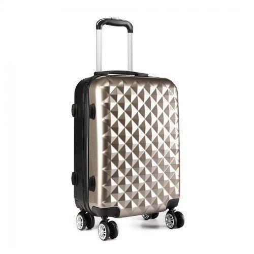 K1992 - Kono Multifaceted Diamond Pattern Hard Shell 20 Inch Suitcase - Gold - Easy Luggage