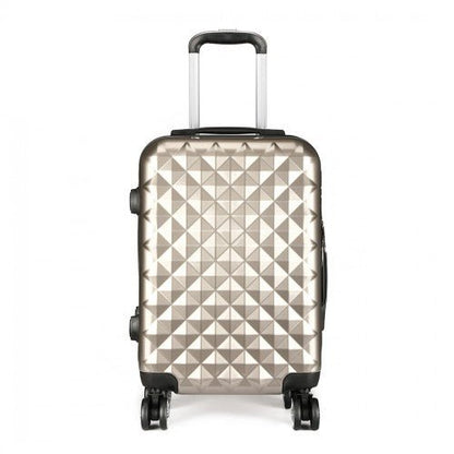 K1992 - Kono Multifaceted Diamond Pattern Hard Shell 20 Inch Suitcase - Gold - Easy Luggage