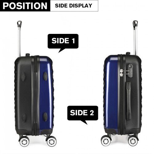 K1992 - Kono Multifaceted Diamond Pattern Hard Shell 20 Inch Suitcase - Navy - Easy Luggage