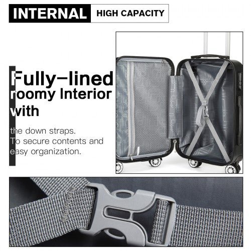 K1992 - Kono Multifaceted Diamond Pattern Hard Shell 20 Inch Suitcase - Navy - Easy Luggage