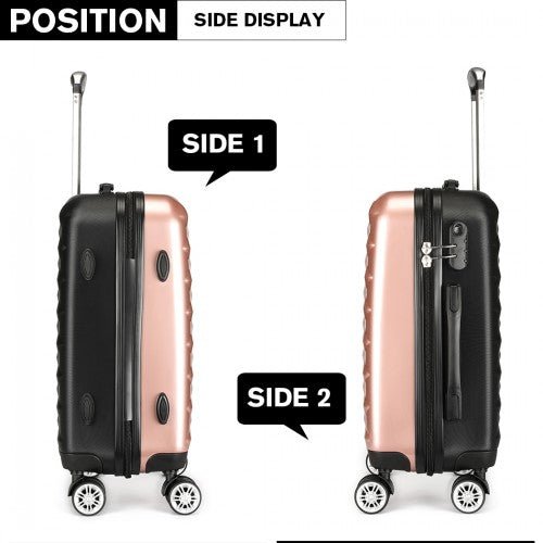 K1992 - Kono Multifaceted Diamond Pattern Hard Shell 20 Inch Suitcase - Nude (Rose Gold) - Easy Luggage