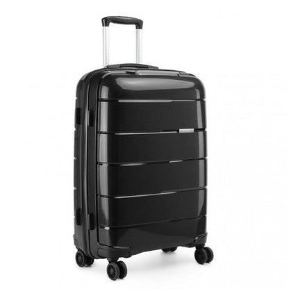 K1997L - KONO 20 - 24 - 28” HARD SHELL PP SUITCASE SET - BLACK - Easy Luggage