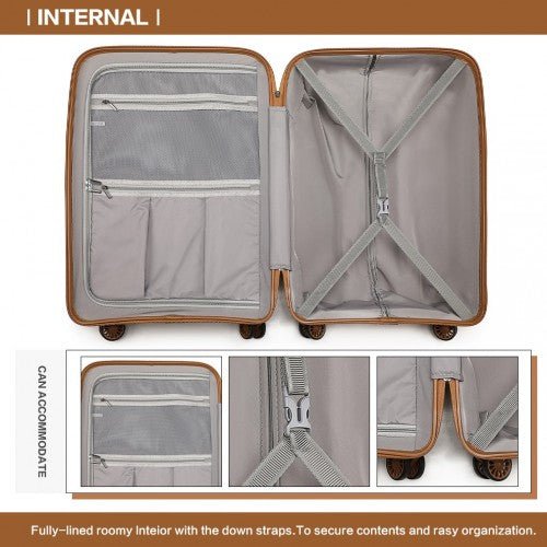 K1997L - KONO 20 - 24 - 28” HARD SHELL PP SUITCASE SET - CREAM - Easy Luggage