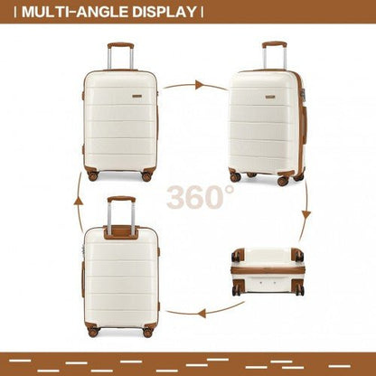 K1997L - KONO 20 - 24 - 28” HARD SHELL PP SUITCASE SET - CREAM - Easy Luggage