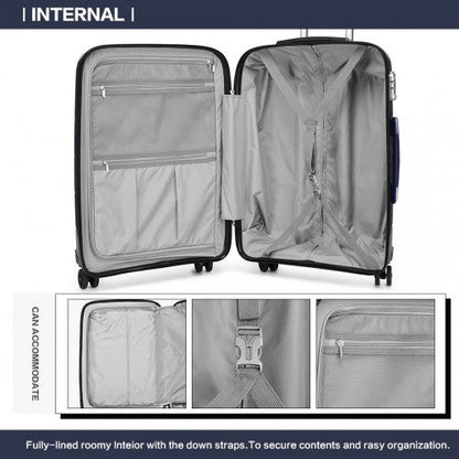 K1997L - KONO 20 - 24 - 28” HARD SHELL PP SUITCASE SET - NAVY - Easy Luggage