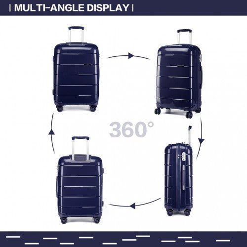 K1997L - KONO 20 - 24 - 28” HARD SHELL PP SUITCASE SET - NAVY - Easy Luggage