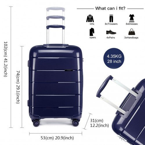 K1997L - KONO 20 - 24 - 28” HARD SHELL PP SUITCASE SET - NAVY - Easy Luggage