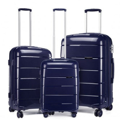 K1997L - KONO 20 - 24 - 28” HARD SHELL PP SUITCASE SET - NAVY - Easy Luggage