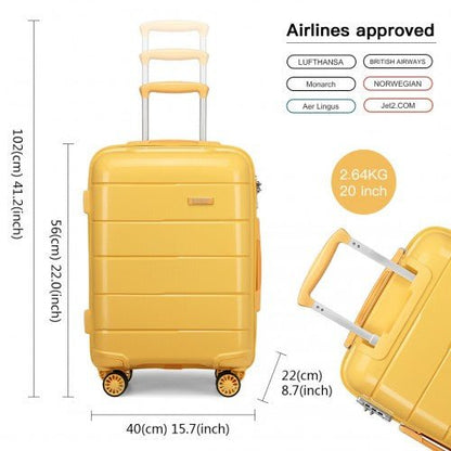 K1997L - KONO 20 - 24 - 28” HARD SHELL PP SUITCASE SET - YELLOW - Easy Luggage