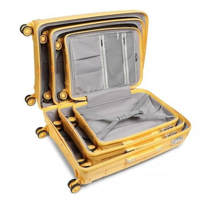 K1997L - KONO 20 - 24 - 28” HARD SHELL PP SUITCASE SET - YELLOW - Easy Luggage