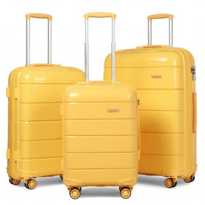 K1997L - KONO 20 - 24 - 28” HARD SHELL PP SUITCASE SET - YELLOW - Easy Luggage