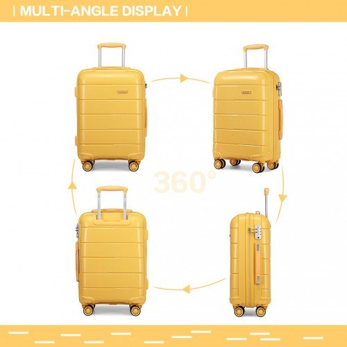 K1997L - KONO 20 - 24 - 28” HARD SHELL PP SUITCASE SET - YELLOW - Easy Luggage