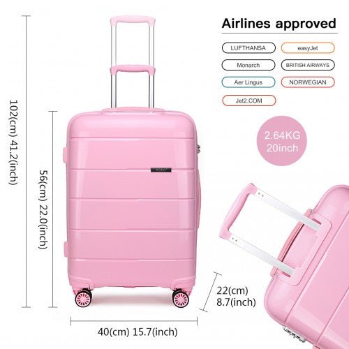 K1997L - KONO 20 INCH CABIN SIZE HARD SHELL PP SUITCASE - PINK - Easy Luggage