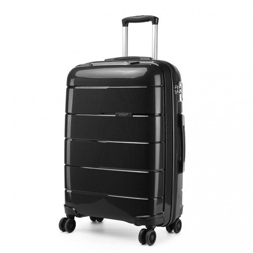 K1997L - KONO 24 INCH HARD SHELL PP SUITCASE - BLACK - Easy Luggage