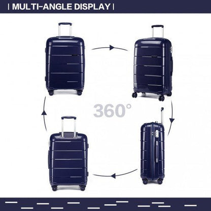 K1997L - KONO 24 INCH HARD SHELL PP SUITCASE - NAVY - Easy Luggage