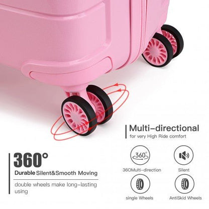 K1997L - KONO 24 INCH HARD SHELL PP SUITCASE - PINK - Easy Luggage