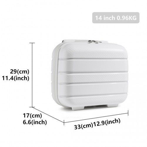 K2091L - Kono 14 Inch Multi Texture Hard Shell PP Vanity Case - Classic Collection - White - Easy Luggage