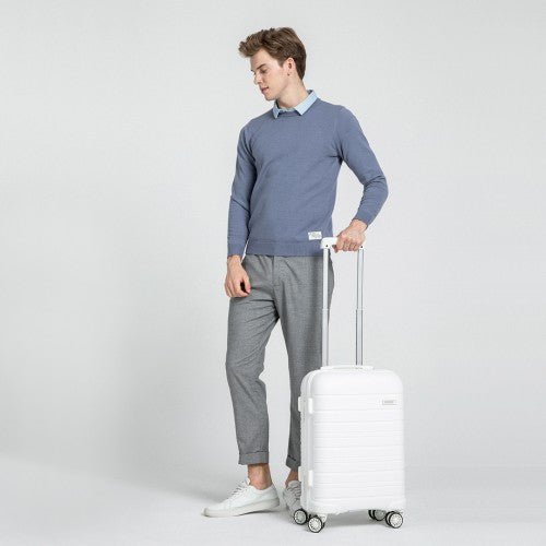 K2091L - Kono 20 Inch Multi Texture Hard Shell PP Suitcase - Classic Collection - White - Easy Luggage