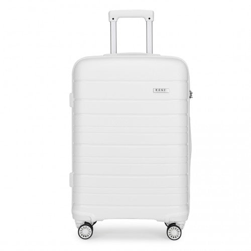 K2091L - Kono 20 Inch Multi Texture Hard Shell PP Suitcase - Classic Collection - White - Easy Luggage