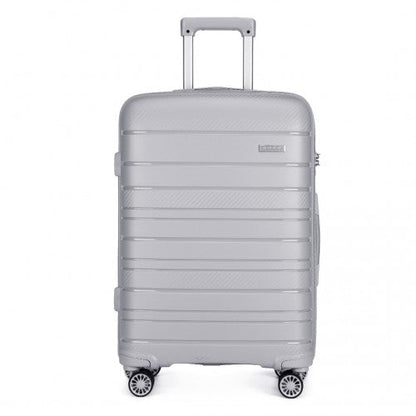 K2091L - Kono 24 Inch Multi Texture Hard Shell PP Suitcase - Classic Collection - Grey - Easy Luggage