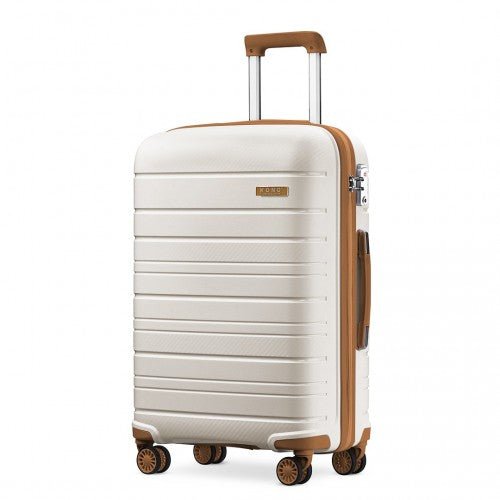 K2091L - Kono 28 Inch Multi Texture Hard Shell PP Suitcase - Classic Collection - Cream - Easy Luggage