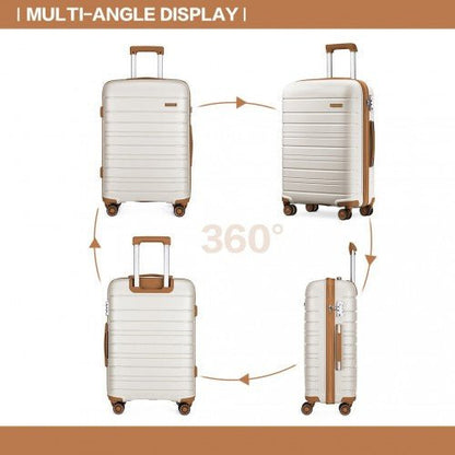 K2091L - Kono 28 Inch Multi Texture Hard Shell PP Suitcase - Classic Collection - Cream - Easy Luggage