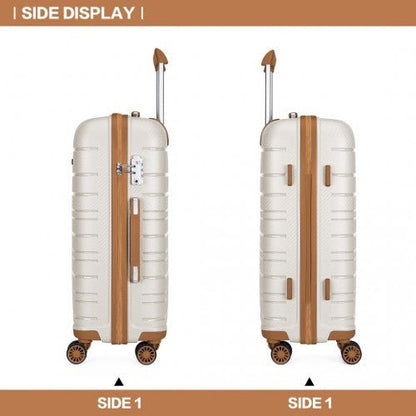 K2091L - Kono 28 Inch Multi Texture Hard Shell PP Suitcase - Classic Collection - Cream - Easy Luggage