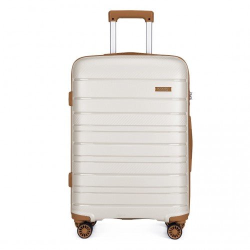 K2091L - Kono 28 Inch Multi Texture Hard Shell PP Suitcase - Classic Collection - Cream - Easy Luggage