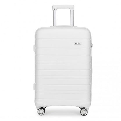 K2091L - Kono 28 Inch Multi Texture Hard Shell PP Suitcase - Classic Collection - White - Easy Luggage