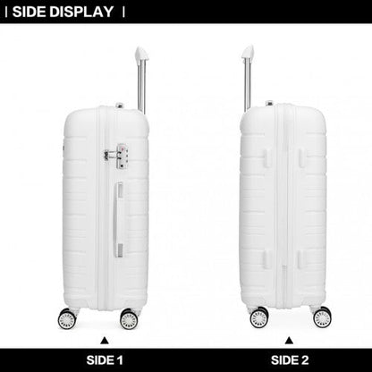 K2091L - Kono 28 Inch Multi Texture Hard Shell PP Suitcase - Classic Collection - White - Easy Luggage