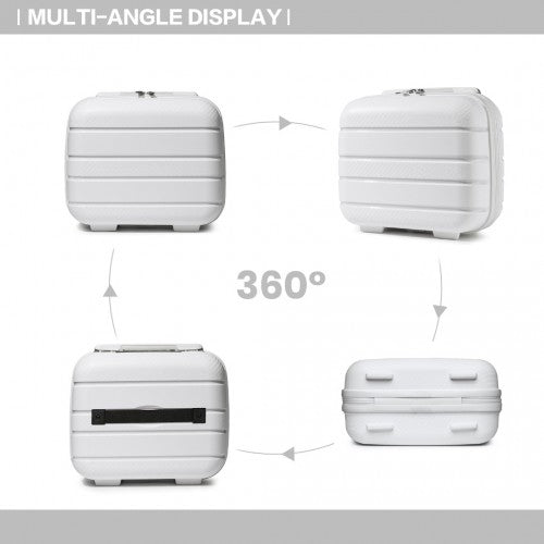 K2091L - Kono Multi Texture Hard Shell PP Suitcase With TSA Lock And Vanity Case 4 Pieces Set - Classic Collection - White - Easy Luggage