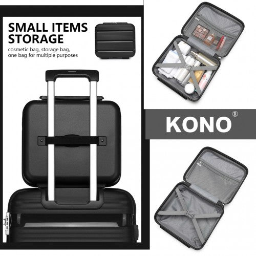 K2092L - Kono 14 Inch Bright Hard Shell PP Vanity Case - Black - Easy Luggage