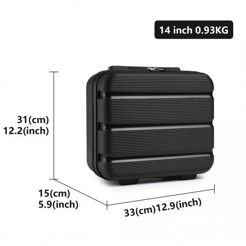 K2092L - Kono 14 Inch Bright Hard Shell PP Vanity Case - Black - Easy Luggage