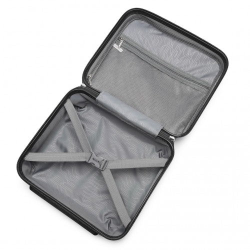 K2092L - Kono 14 Inch Bright Hard Shell PP Vanity Case - Black - Easy Luggage